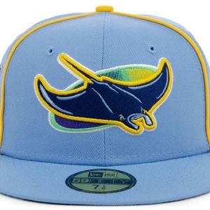 TAMPA BAY RAYS MLB POWDER BLUE PIPE 59FIFTY CAP 7 3/4- Lids Hat Drop